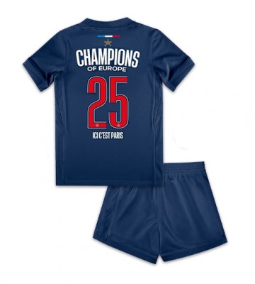 Paris Saint-Germain Hjemmebanetrøje Børn 2024-25 UCL Champions Kortærmet (+ Korte bukser)